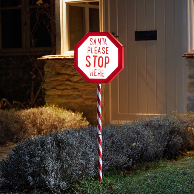SANTA STOP HERE! STAKE LIGHT - LARGE - Image 2