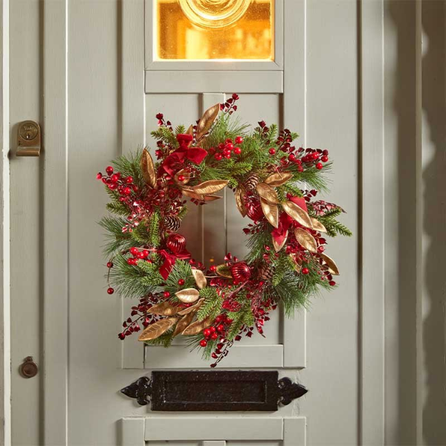 RUBY VELVET WREATH, 40CM