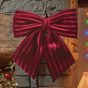 LUXURY VELVET BOW - BURGUNDY 34CM