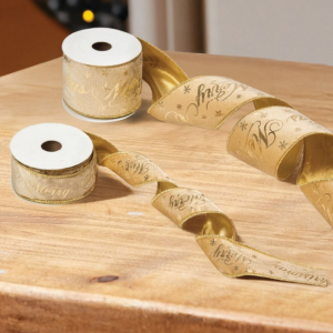 VELVET PREMIUM WIRED RIBBON, 3M - GOLD 38MM