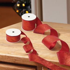 SPARKLE PREMIUM WIRED RIBBON 63MM, 3M - RED